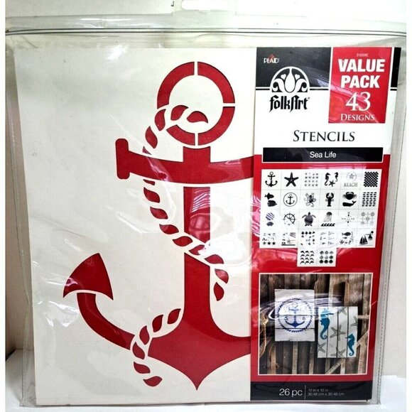 Folk Art Stencils Sea Life Value Pack 26 Pieces 43 Designs - Picture 1 of 5